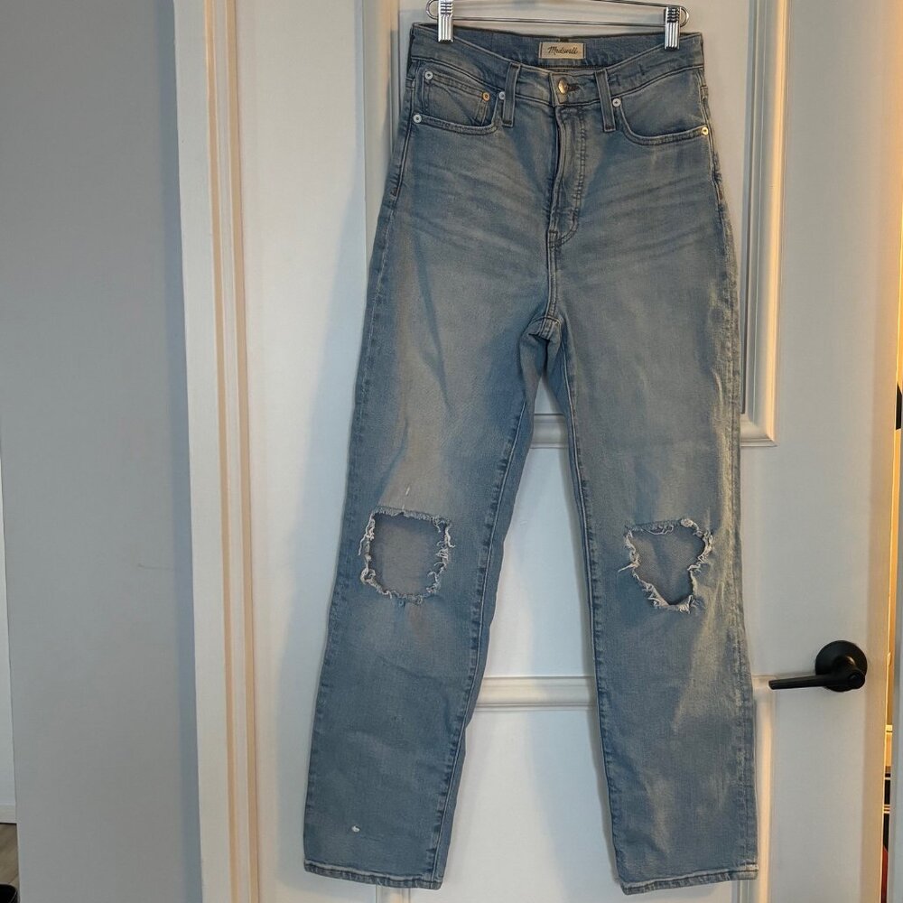 Madewell The Perfect Vintage Jean Distressed Knee Light Wash Denim Size 26